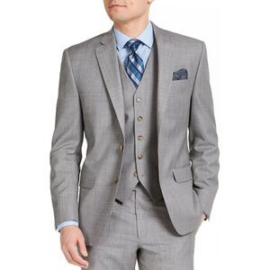 Lauren Ralph Lauren Mens Classic-Fit Sharkskin Wool Suit Jacket 42 Regular Grey